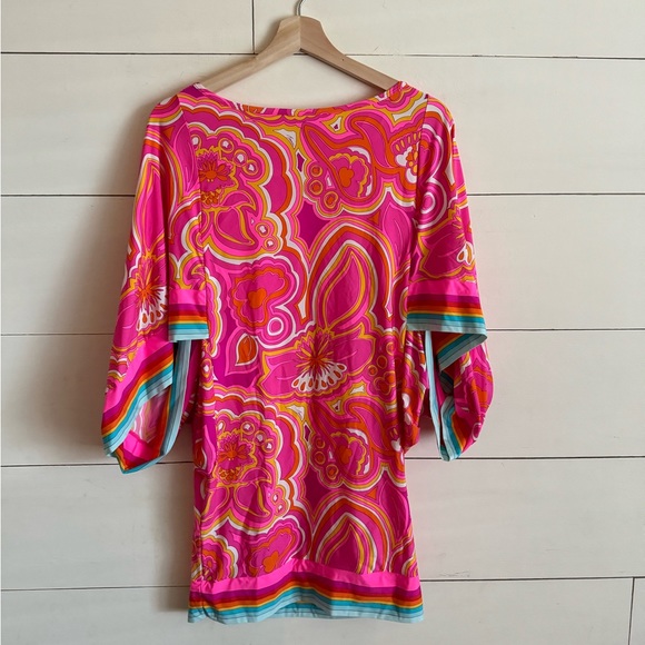 TRINA TURK 25TH ANNIVERSARY MORNING SUNRISE JERSEY COVERUP PINK TUNIC DRESS - Picture 4 of 9
